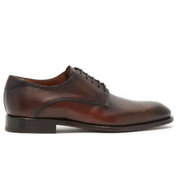 Antonio Maurizi Mens Cognac Leather Round Toe Lace Up Derby Dress Shoe Sz 10 New main image 6